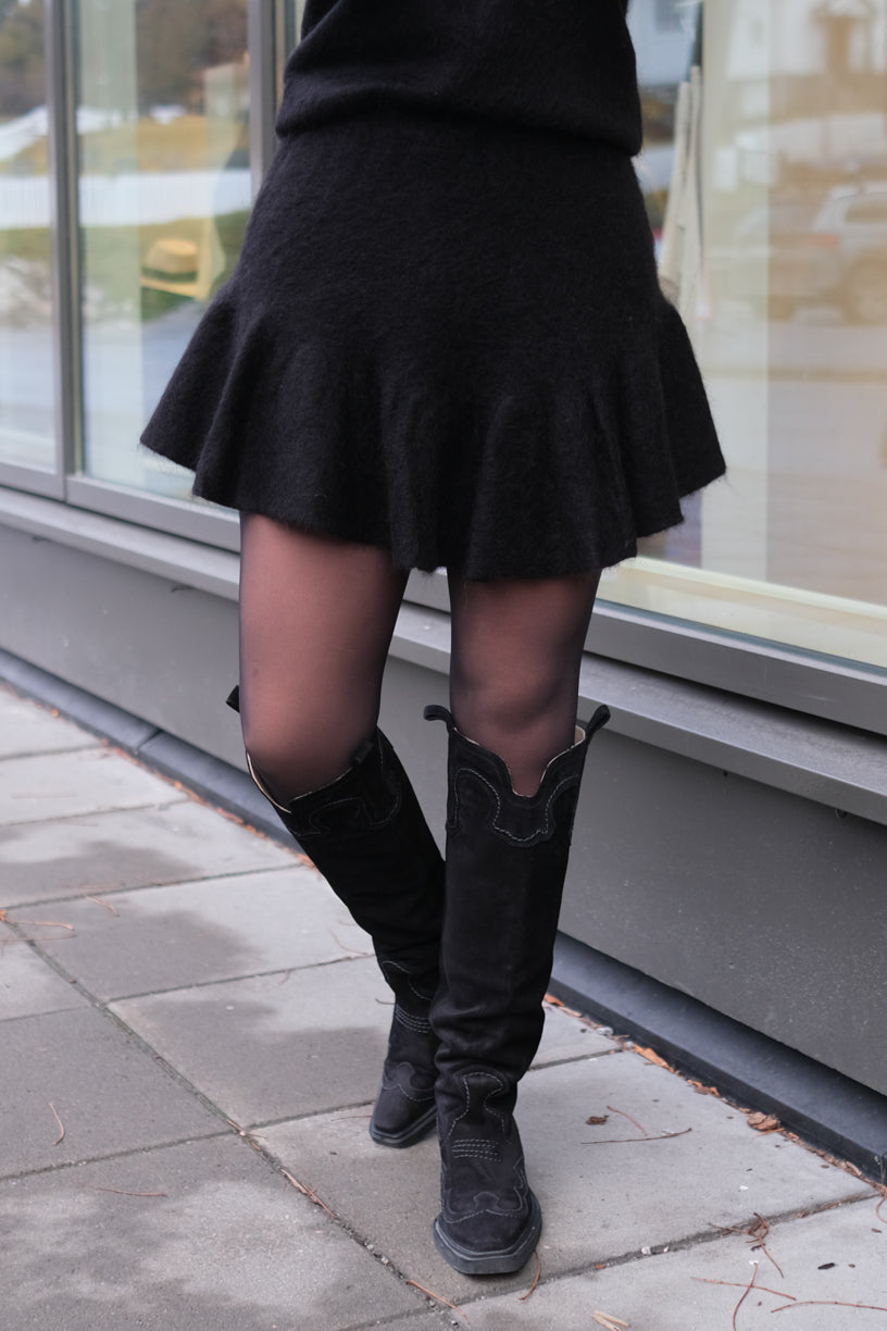 Knit Frill Skirt Black