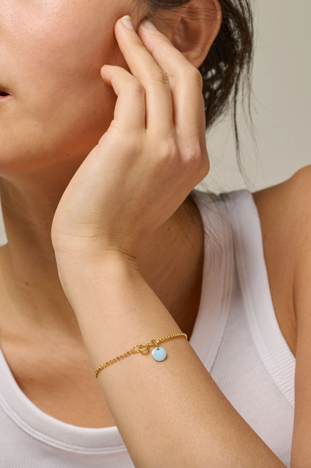 Bracelet Ball Chain Icy Blue Gold