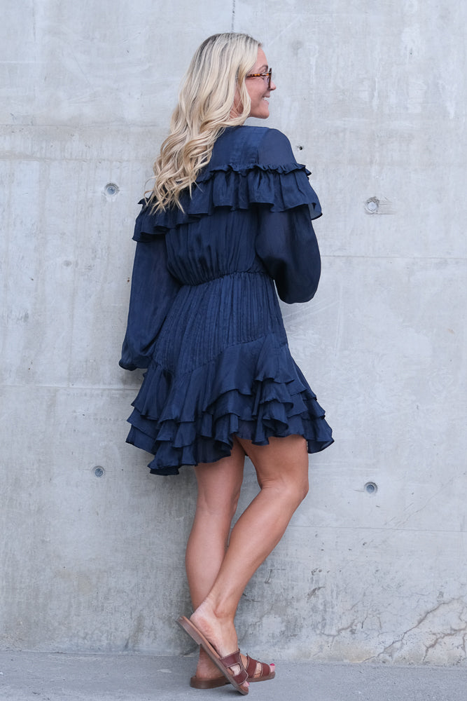 Wow Frill Dress Dark Navy