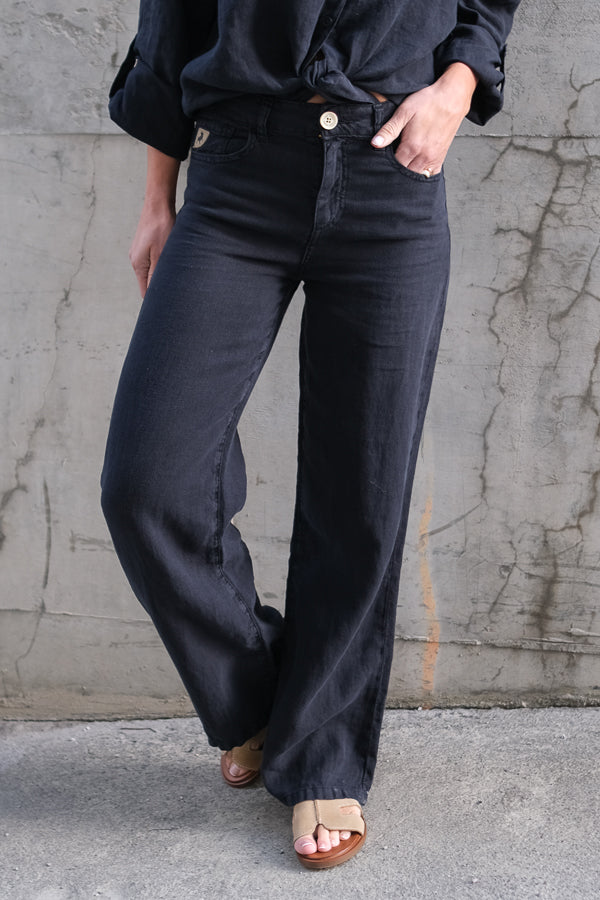 Culotte Linen Pants Navy