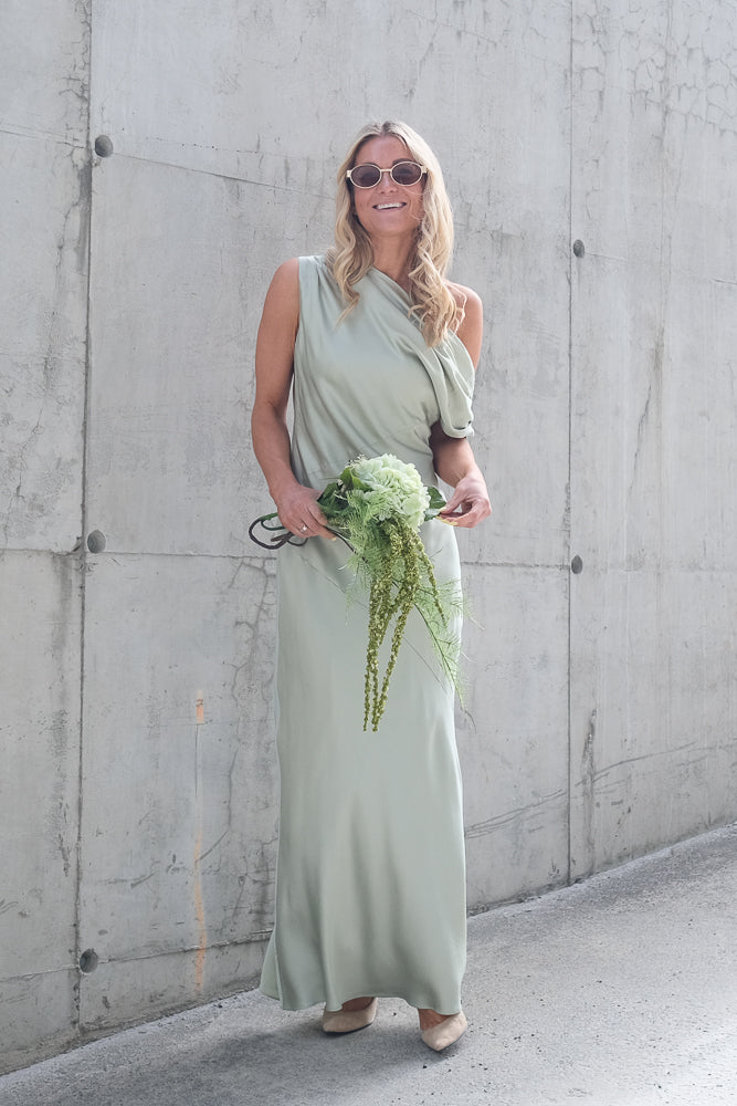 Vanessa Satin Maxi Dress Desert Sage