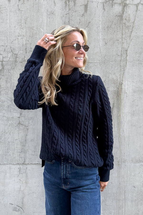 Ambleside Cable Knitted Jumper Navy