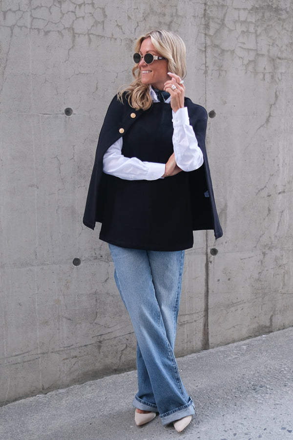 Mary Knitted Poncho Navy