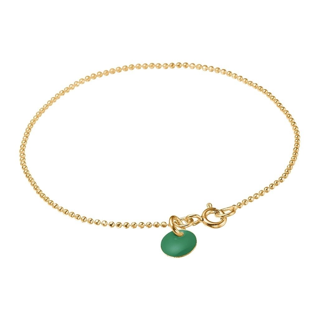 Bracelet Ball Chain Gold Petrol Green