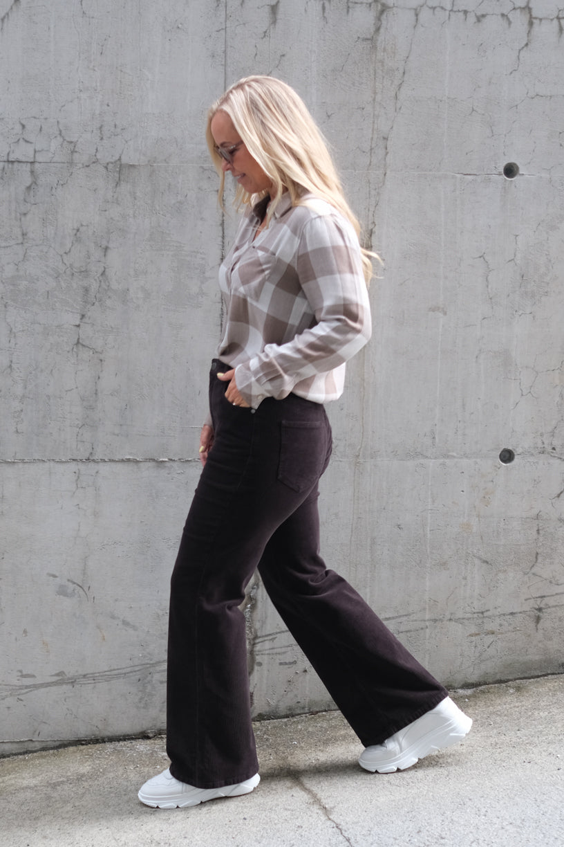 Odette Regular Dark Coffee Corduroy