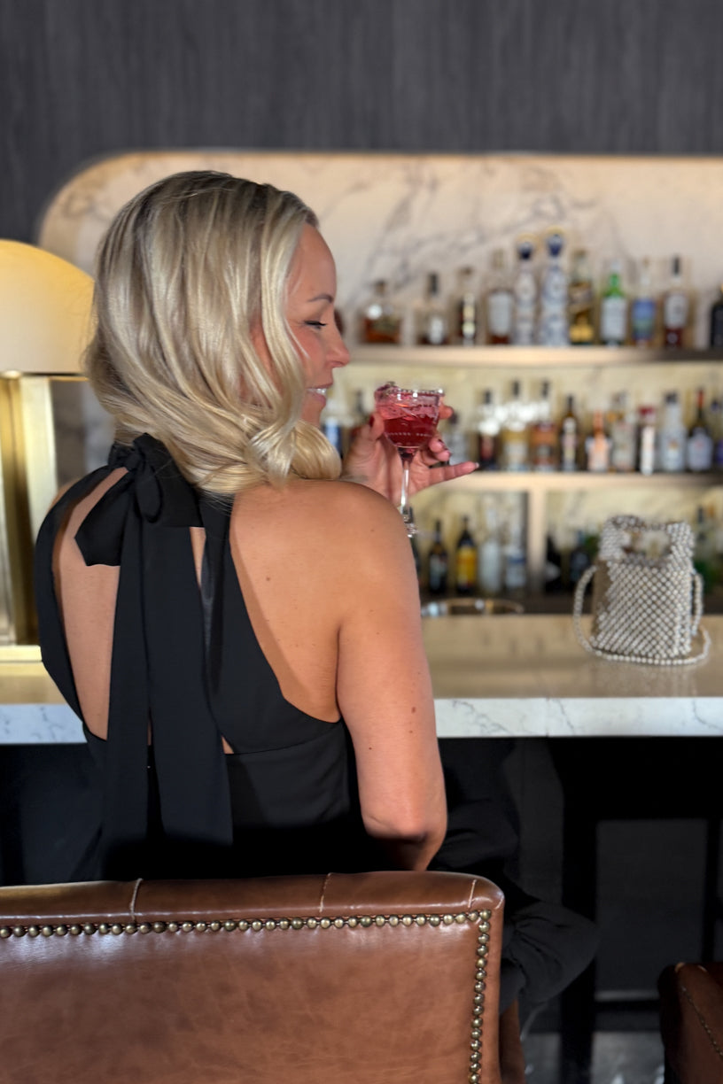 Fern Halterneck Ruffled Mini Dress Black