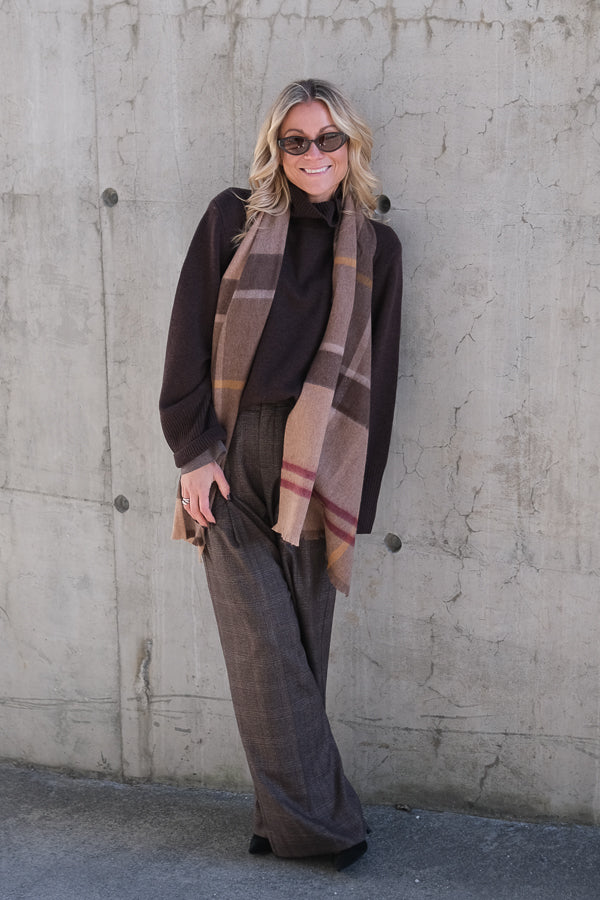 Rosefield Tartan Scarf Muted