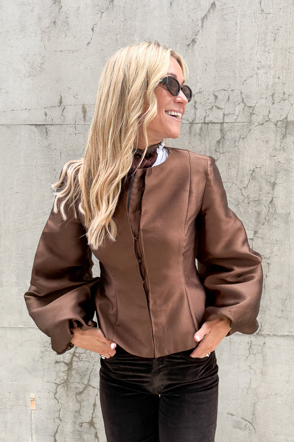 Vendela Balloon Sleeve Jacket Dark Brown