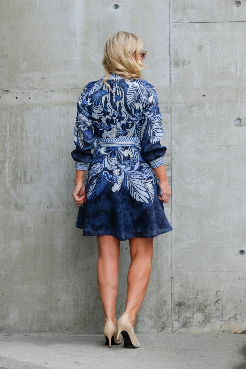 Beline Linen Dress Navy