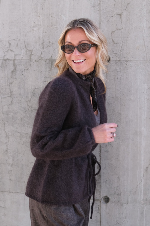 Fredrikke Chunky Cardigan Dark Brown
