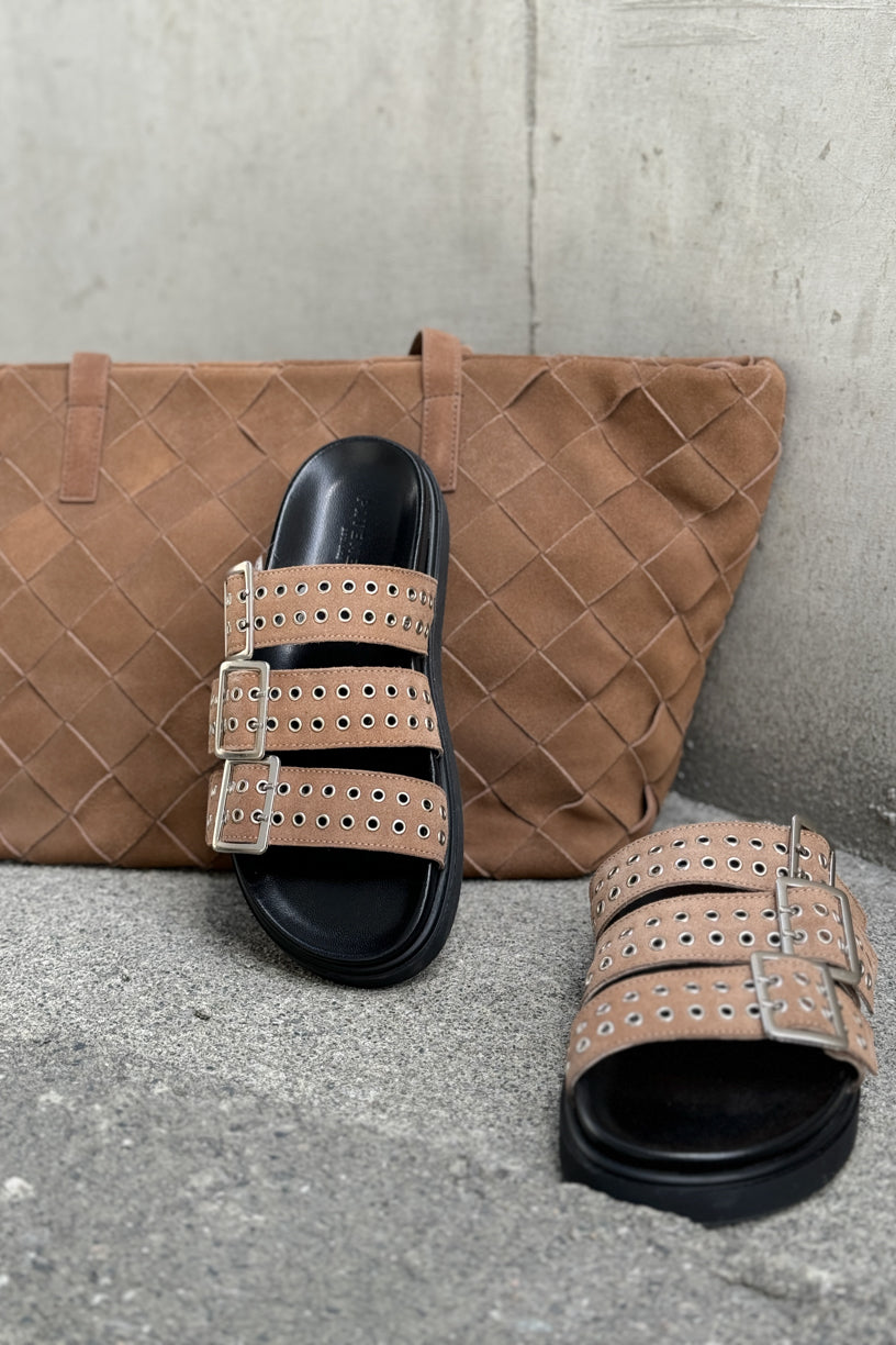 Joan Sandals Taupe Suede
