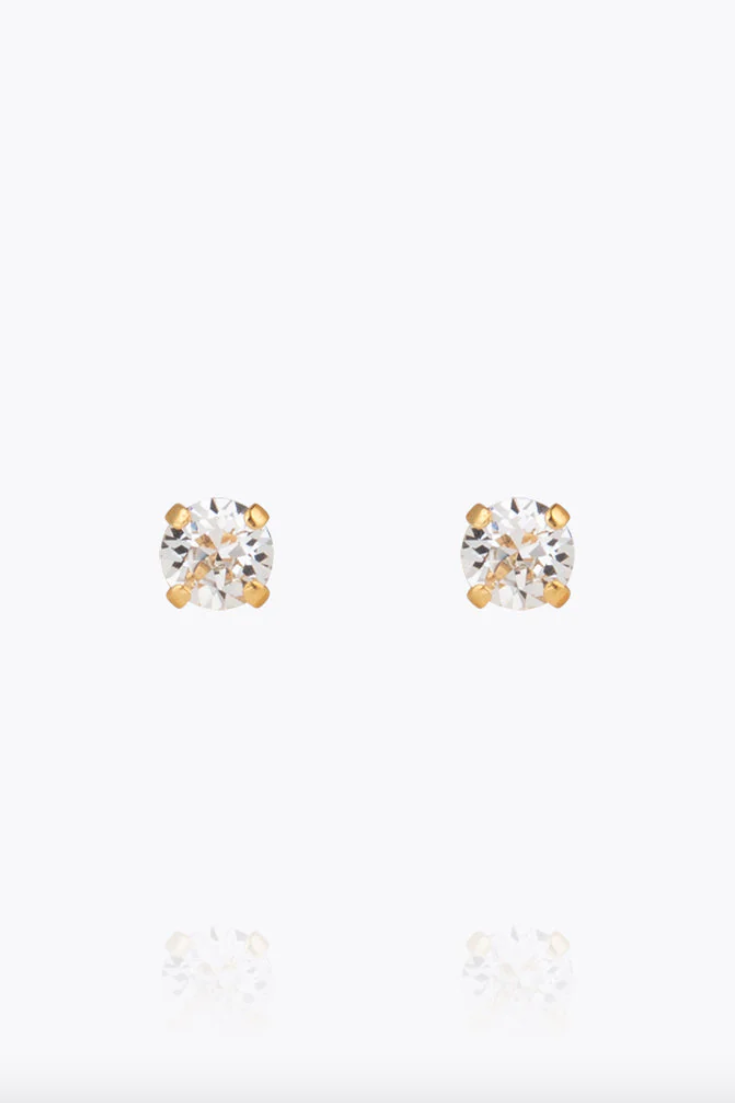Mini Stud Earrings Gold Crystal