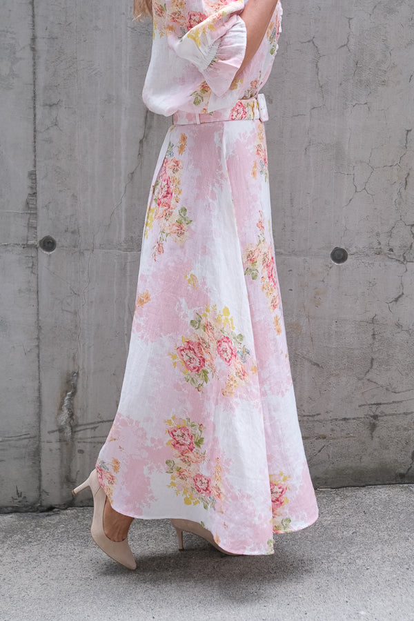 Linen Maxi Skirt Rose Amore