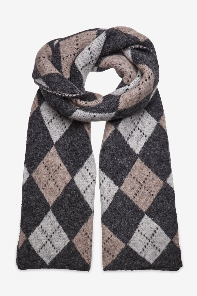 Everlee Shawl Grey Argyle