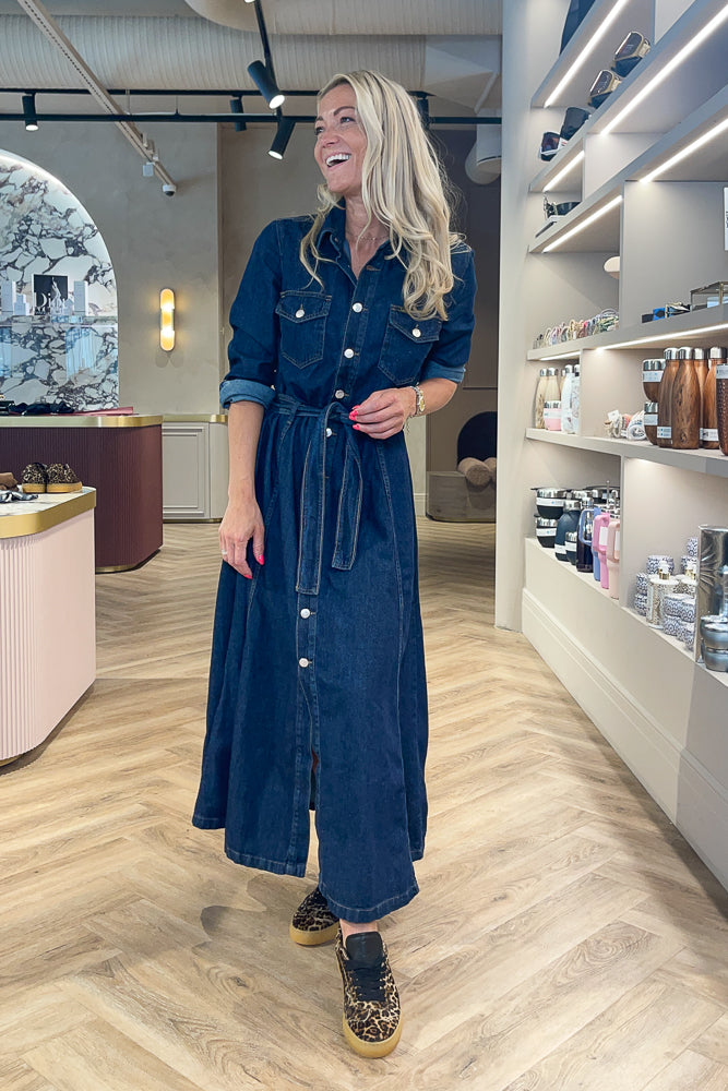 Elisa Belted Denim Dress