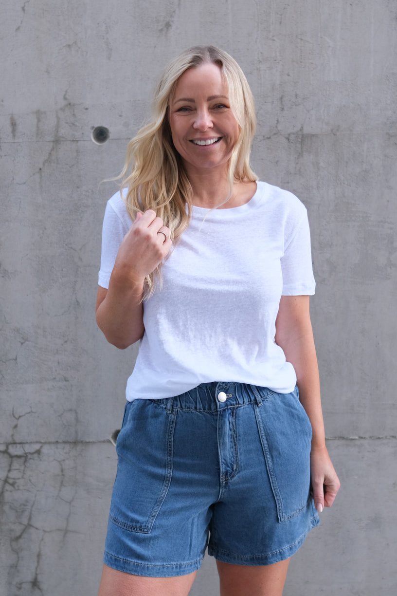 Jane Linen Tee White