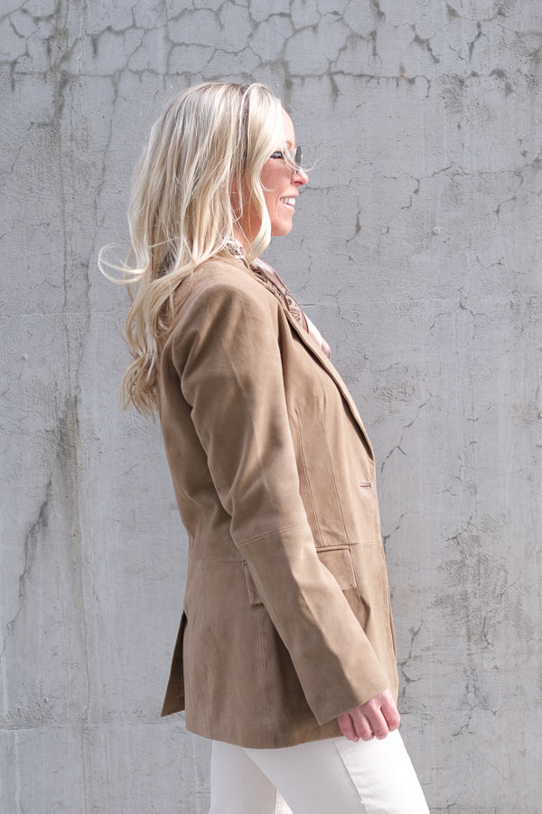 Suellen Fitted Suede Blazer Petrified Oak