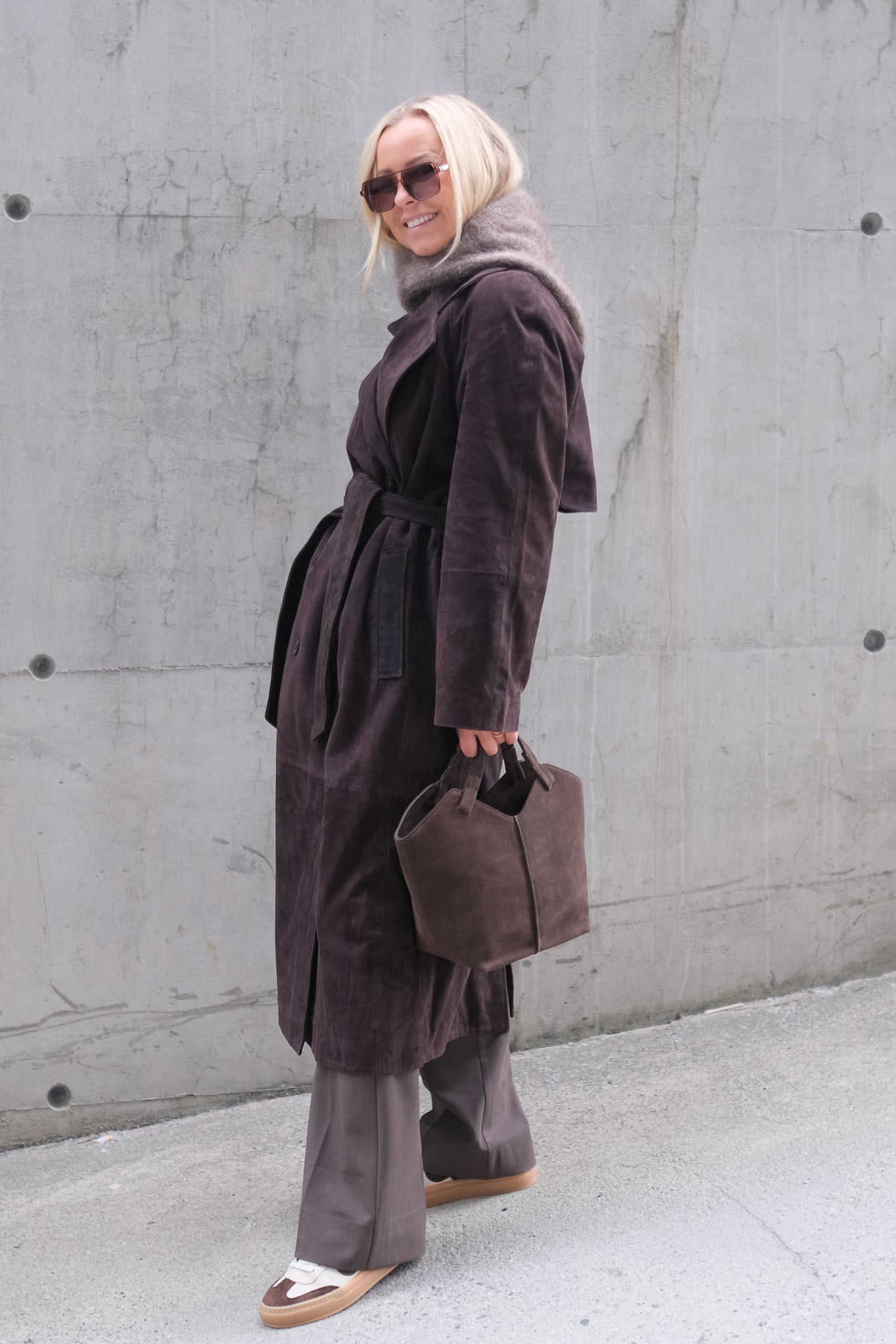 Noomi Suede Trenchcoat Chocolate Plum