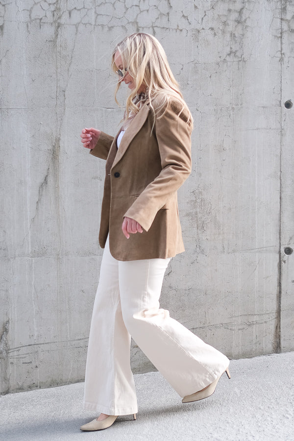 Suellen Fitted Suede Blazer Petrified Oak