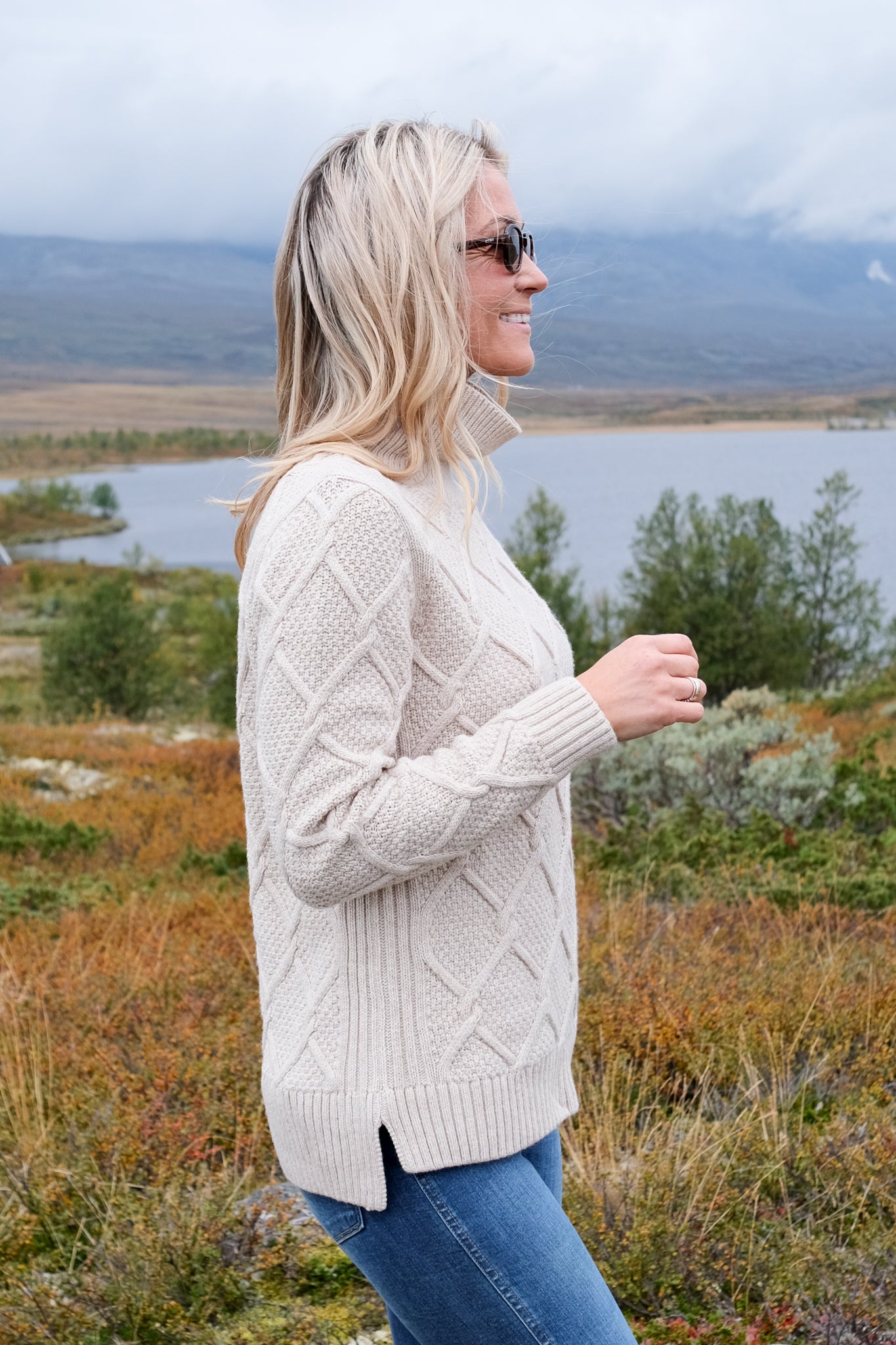 Burne Roll Neck Knitted Jumper Oatmeal