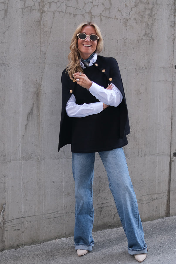 Mary Knitted Poncho Navy