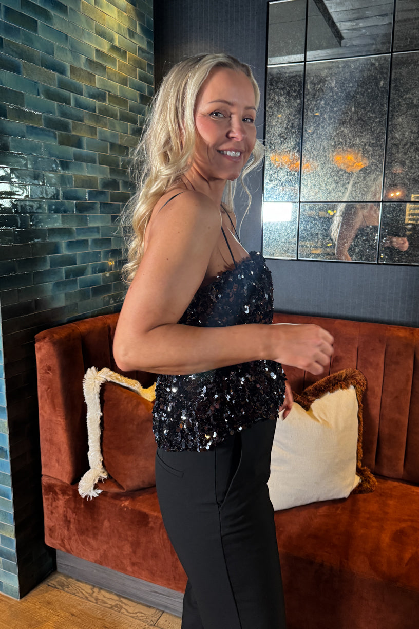 Shiny Strap Top Gungrey Metal