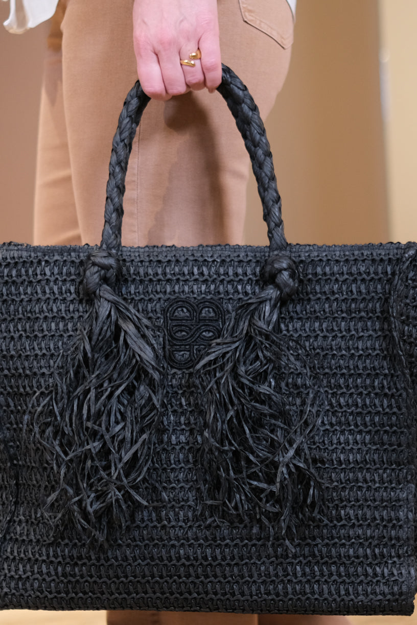 Rikke Straw Bag Black