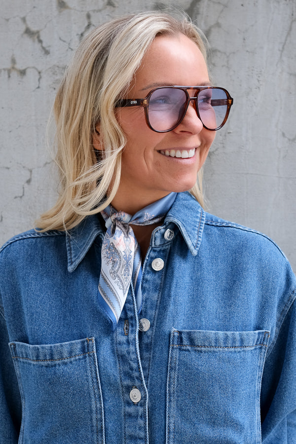 Silke Skjerf Square Blå/Rosa Paisley