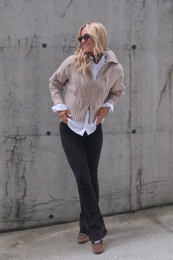 Cosima Zip Cardigan Beige Melange