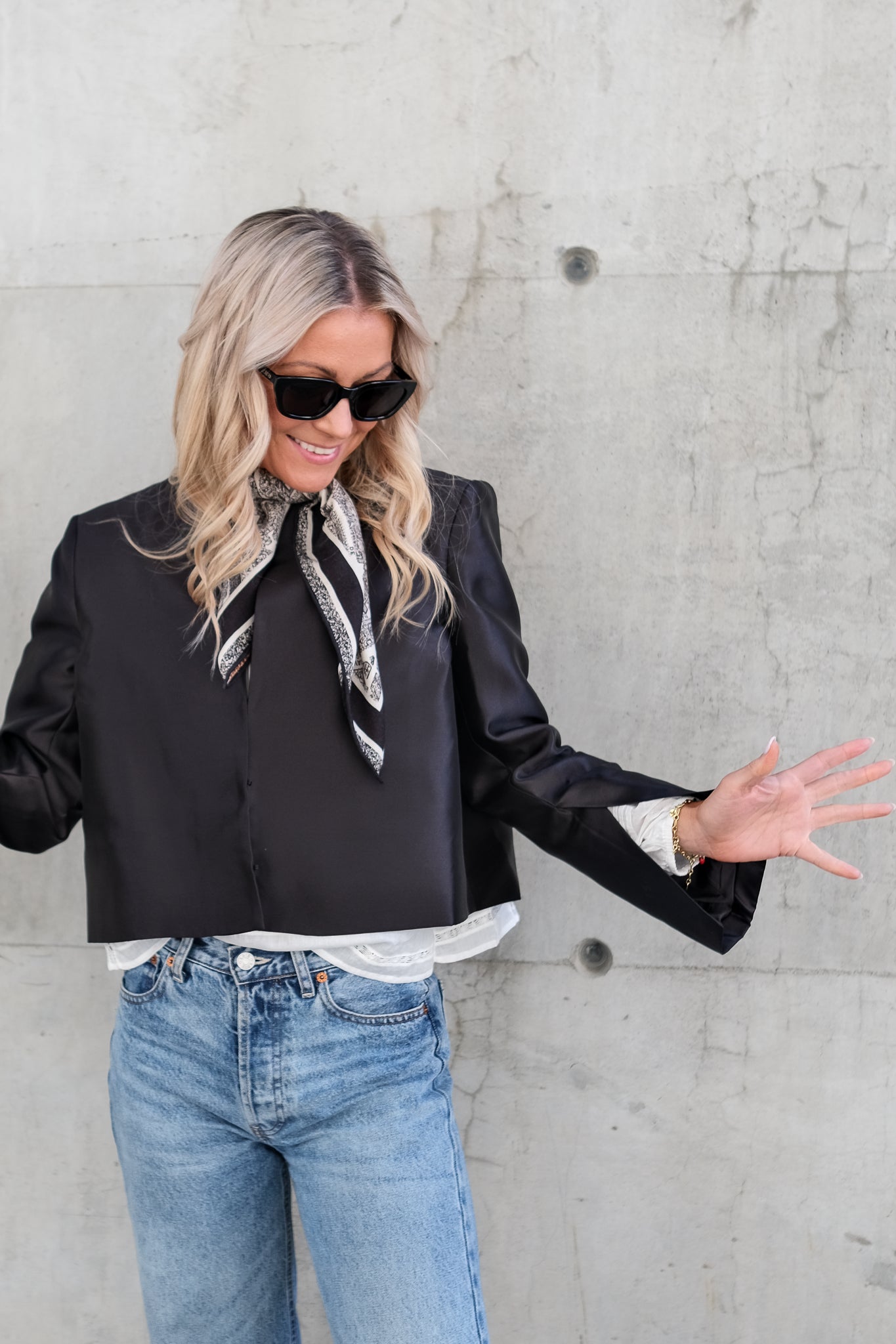 Ruthie Cropped Long Sleeve Blouse Black