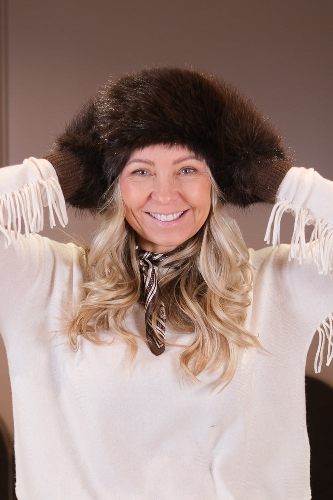 Fuskepels Votter Sjokoladebrun