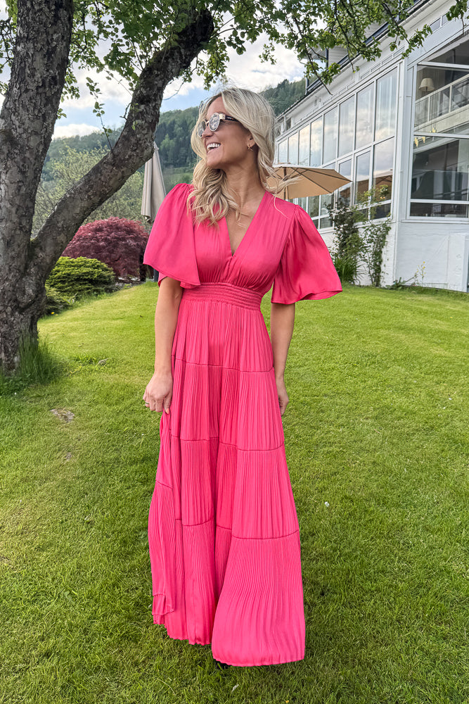 Angie solid Dress Long Pink