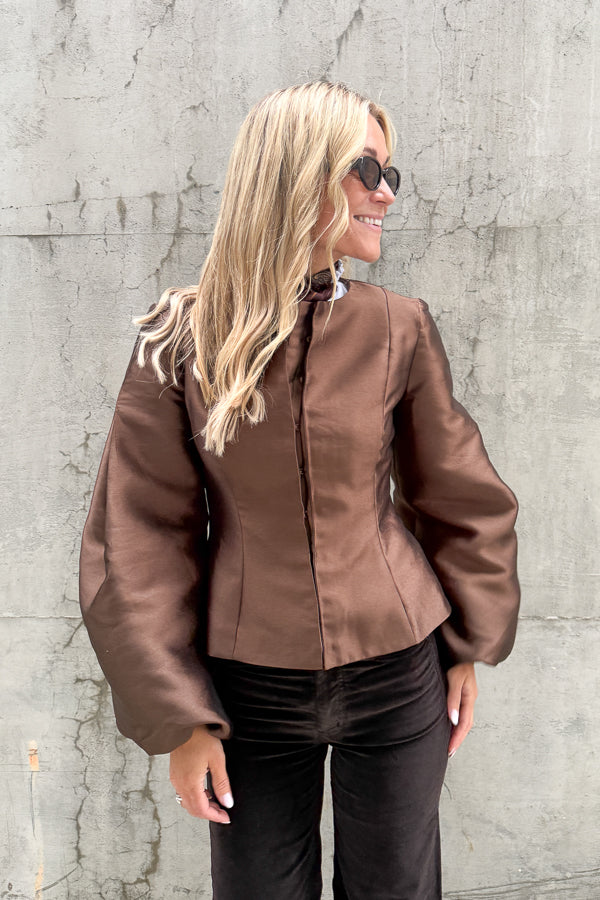 Vendela Balloon Sleeve Jacket Dark Brown