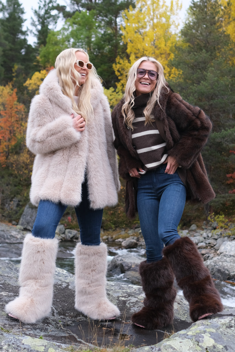 Noma X Samsara Fuskepelsjakke med Hette Lys Beige