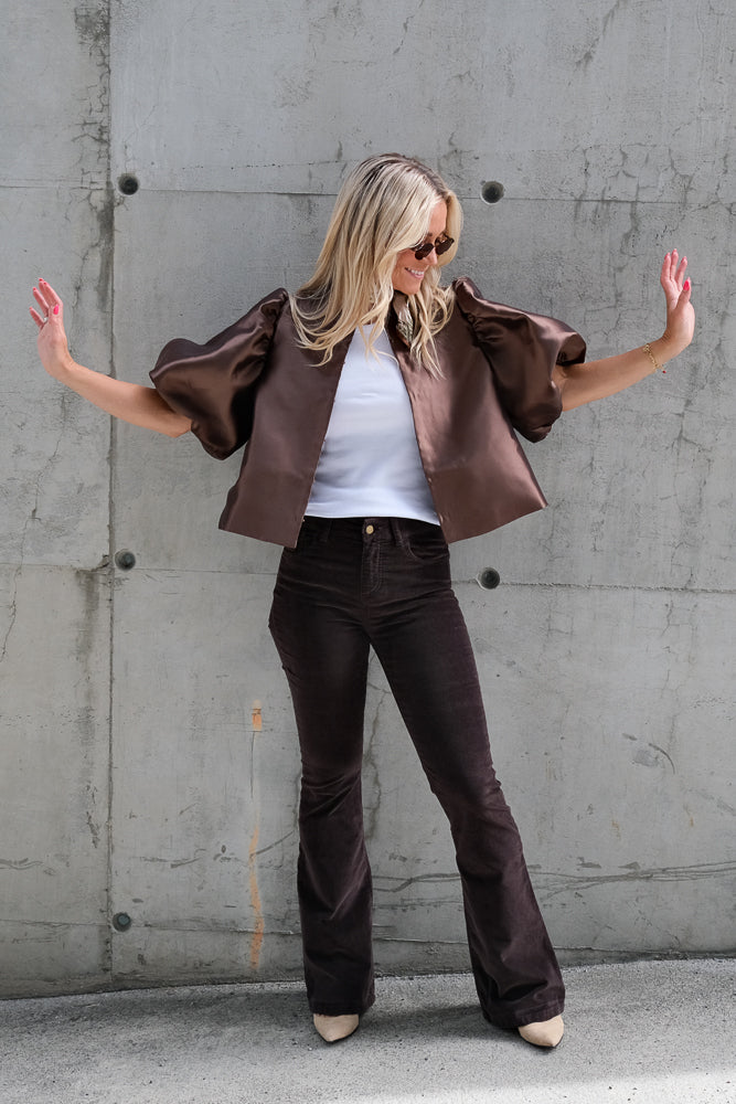 Cleo Puff Sleeve Blouse Chocolate