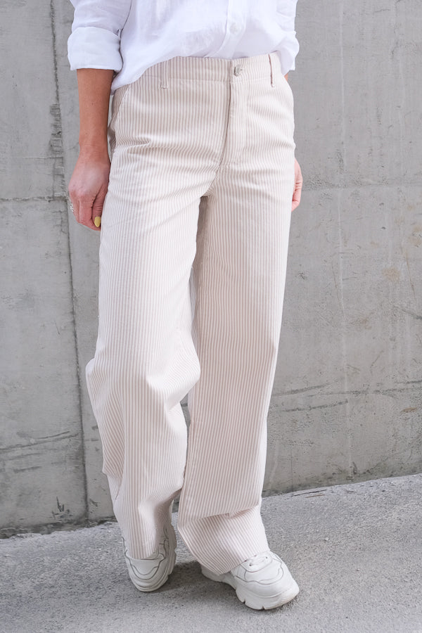 Erica Pants Oat Milk Stripe