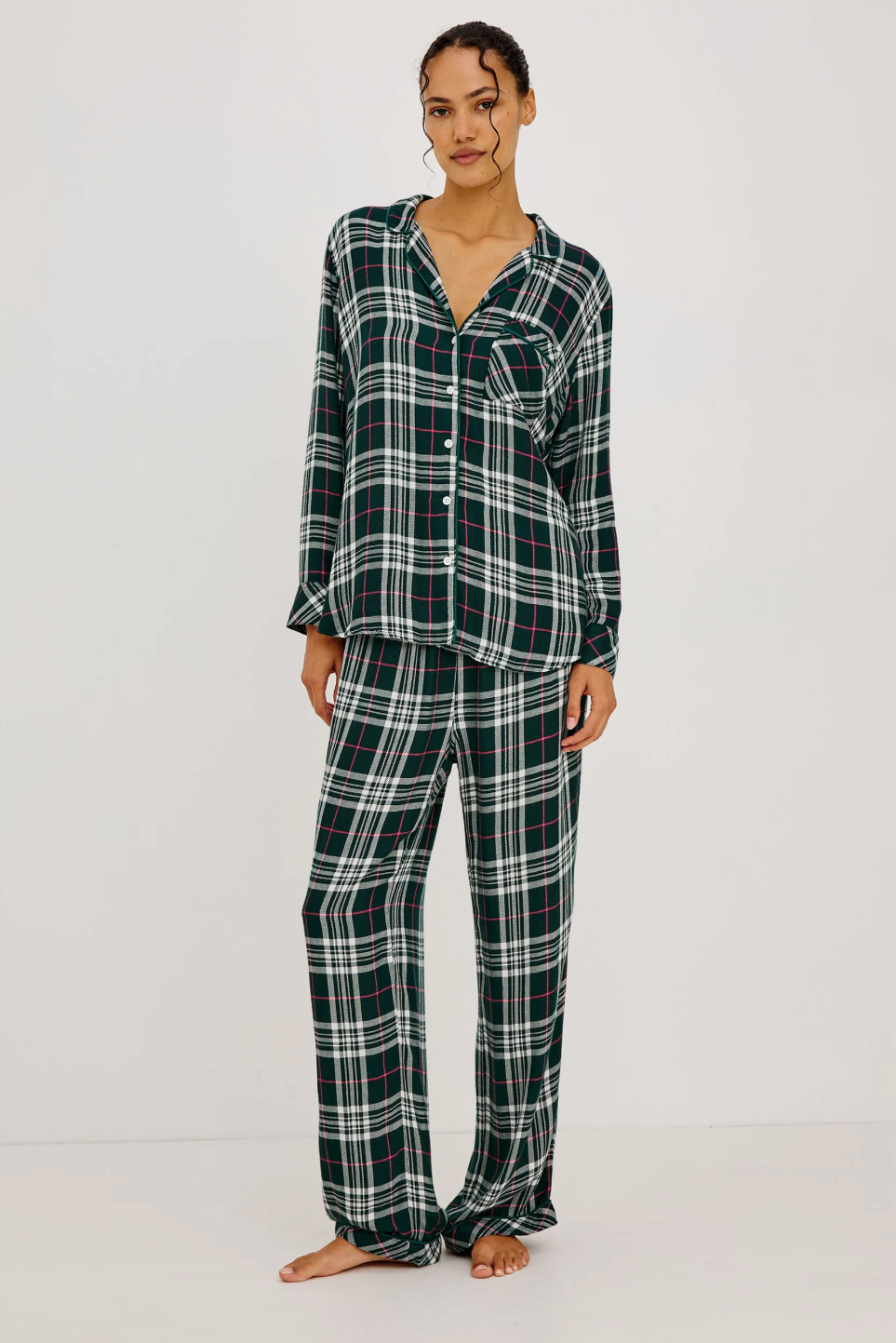 Luna Pajama Set Evergreen Fuchsia