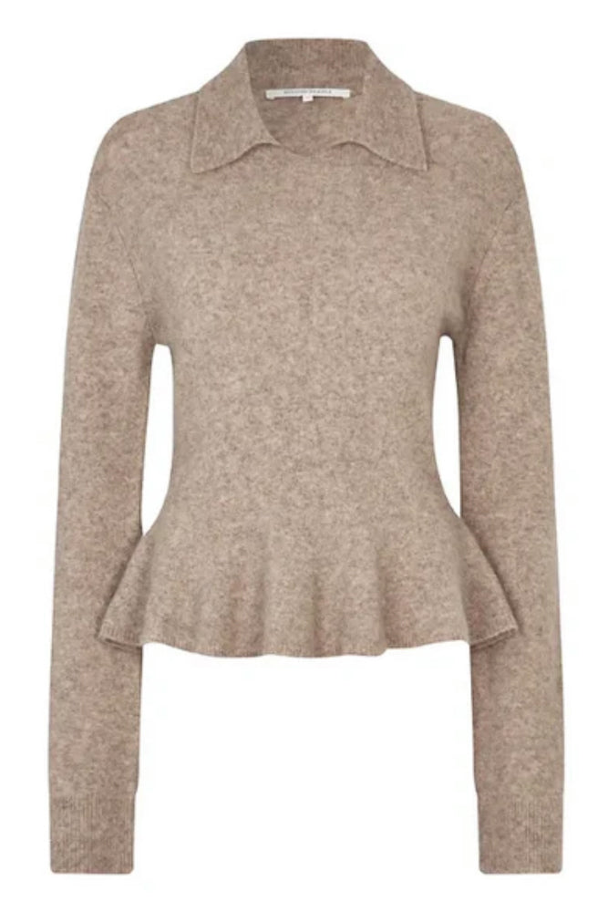 Selena Knit Collar Sweater Camel Melange