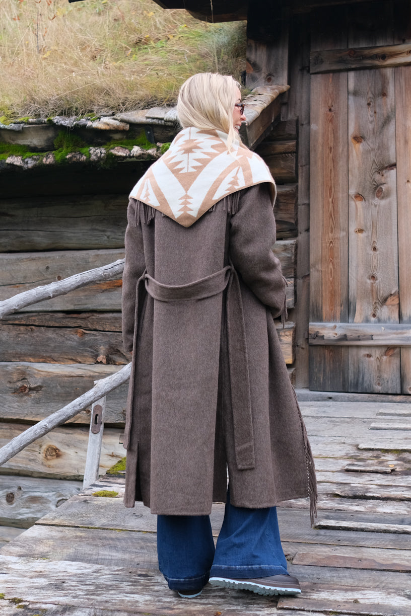 Cashmere Scarf Triangle Terra Off White & Camel