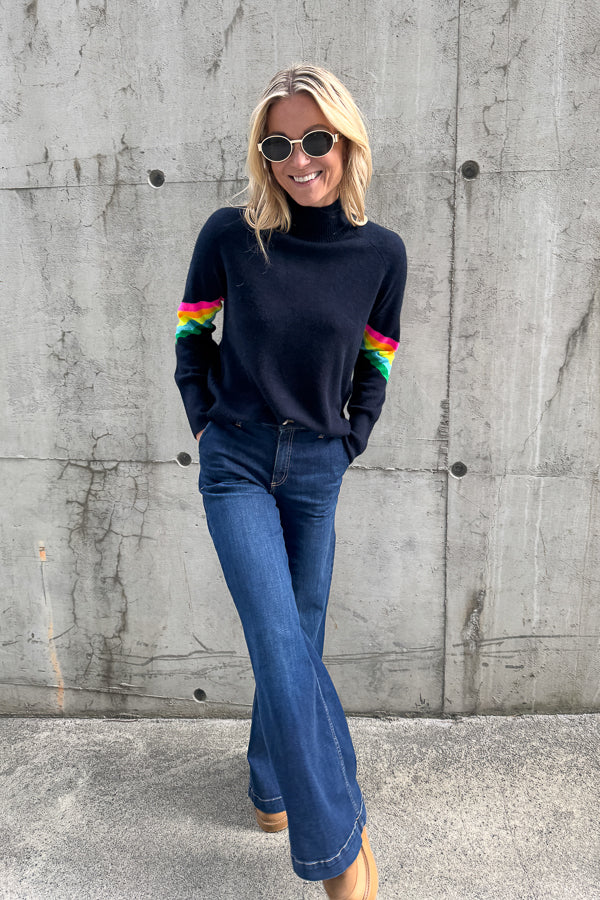 Sweater Navy Multicolour Stripes