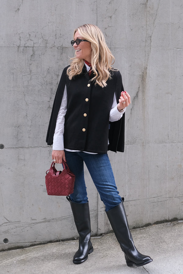 Maryan Knit Poncho Black