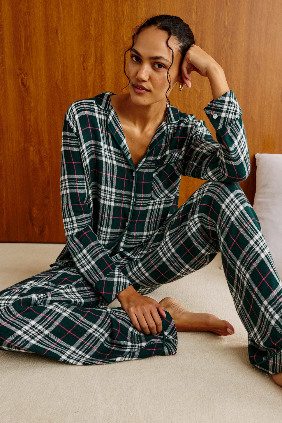 Luna Pajama Set Evergreen Fuchsia