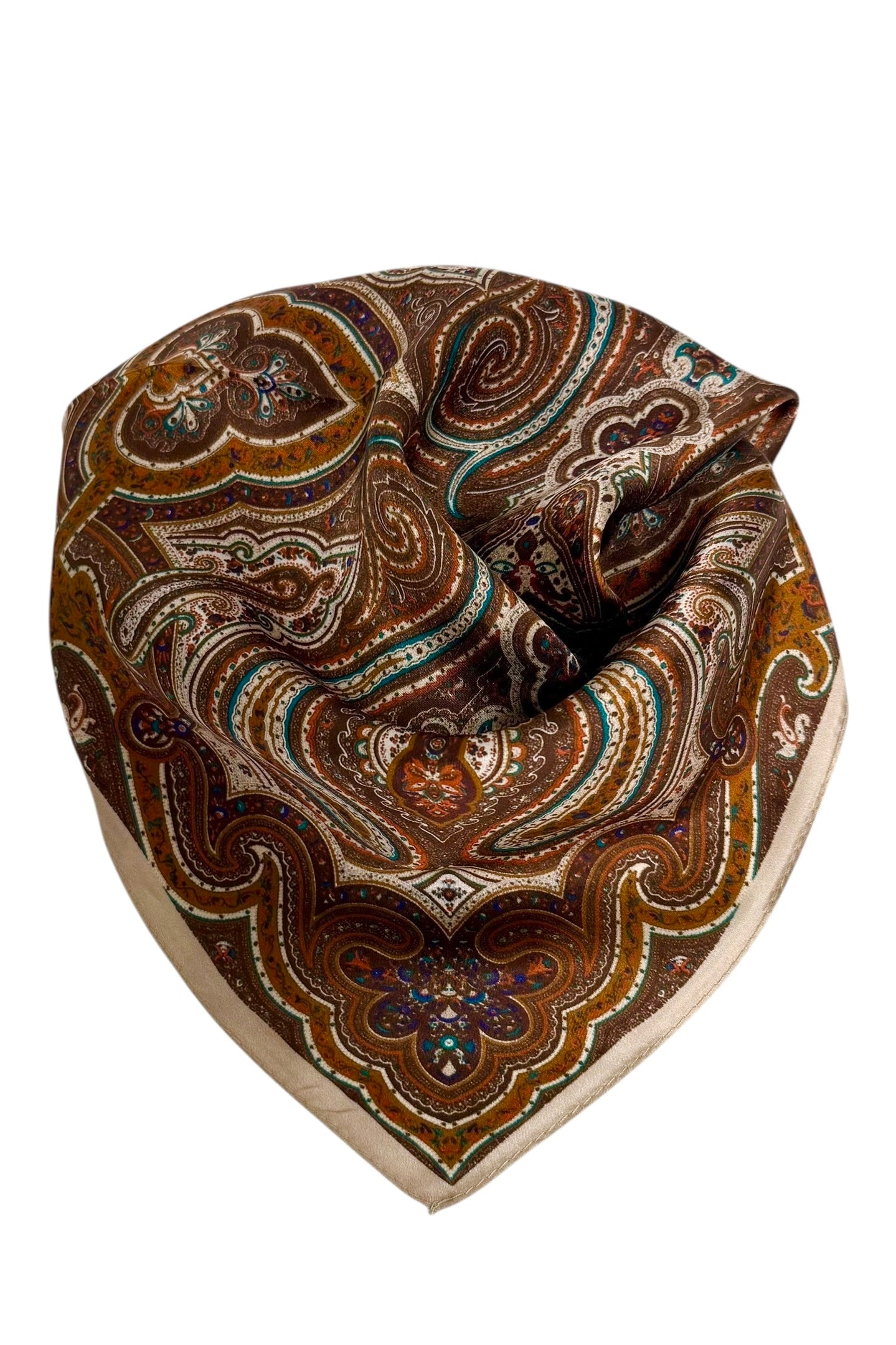Silke Skjerf Square Bruntoner Creme Paisley