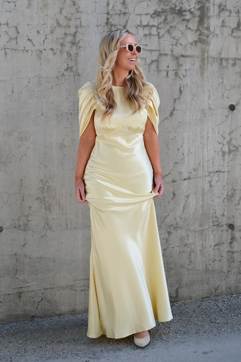 Louise Draped Back Maxi Dress Lemon