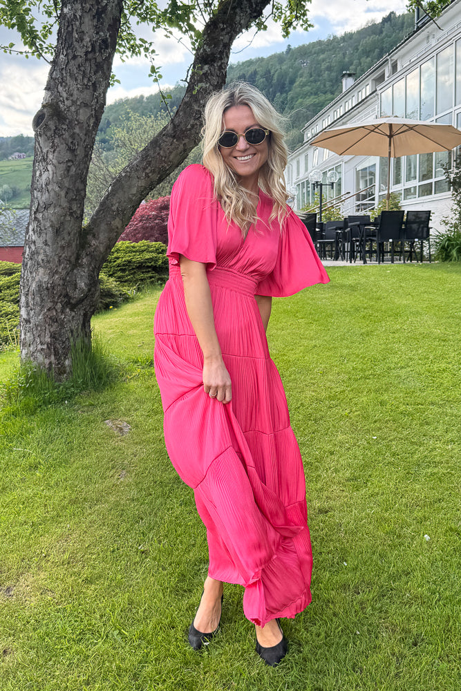 Angie solid Dress Long Pink