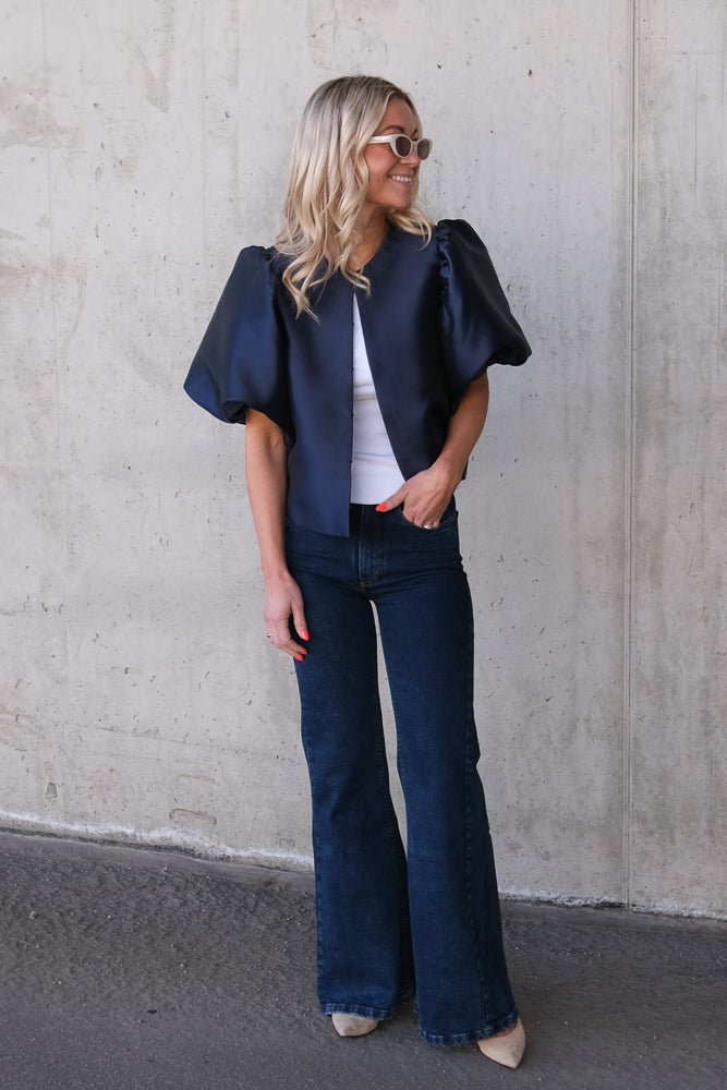 Cleo Puff Sleeve Blouse Dark Blue
