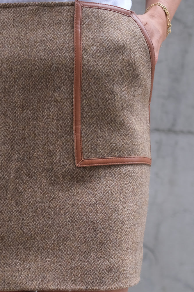 Andrine Dressed Wool Mini Skirt Taupe
