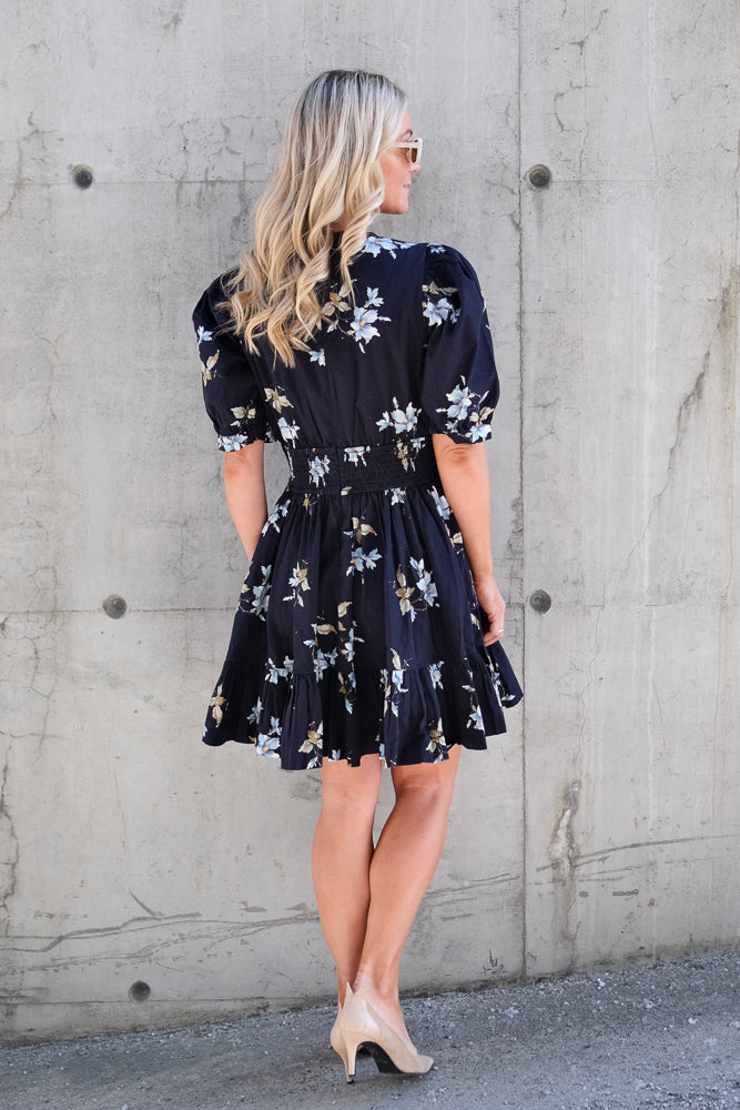 Structured Mini Dress Blue Bouquet