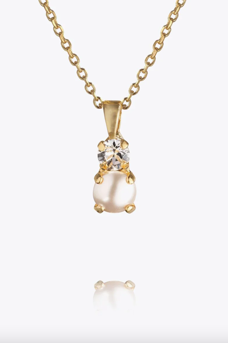 Love Pearl Necklace Gold Pearl Crystal