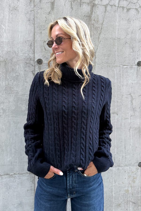 Ambleside Cable Knitted Jumper Navy